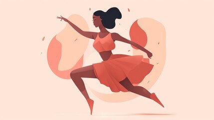 Fototapeta na wymiar A digital illustration of an African American woman dancing on simple background. Generative AI.