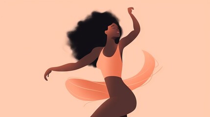 Fototapeta na wymiar A digital illustration of an African American woman dancing on simple background. Generative AI.