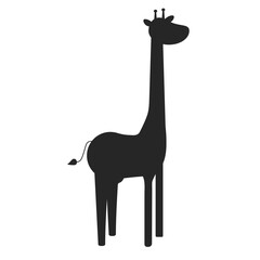 Giraffa mammal isolated on white background. Black ink hand drawn image Flat stile. Icon vector EPS