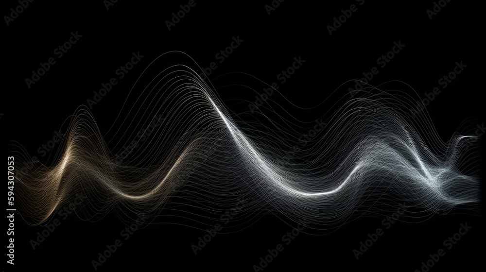 Poster Futuristic point wave. Abstract background with a dynamic wave.Connecting background. Abstract wave. Artificial intelligence. Generative ai