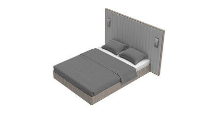 wooden bed top view without shadow 3d render