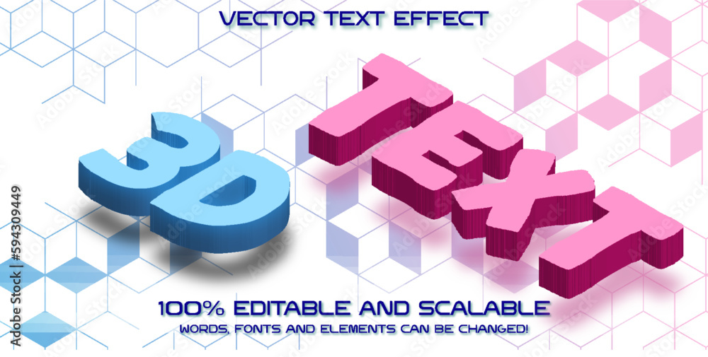 Poster decorative 3d text font and alphabet vector editable