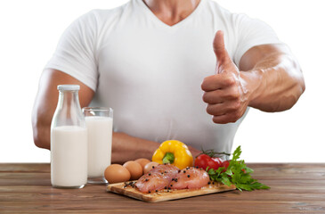 Young man eating a healthy food after workout. Fitness and healthy lifestyle concept.