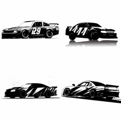 nascar silhouette, isolated on a white background, Vector illustration, racing car - obrazy, fototapety, plakaty