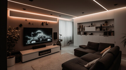 Modern living room. Generative AI. 