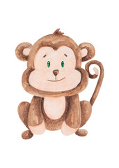 Watercolor hand drawn cute safari animals