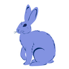Cute blue Easter bunny. Flat vector design