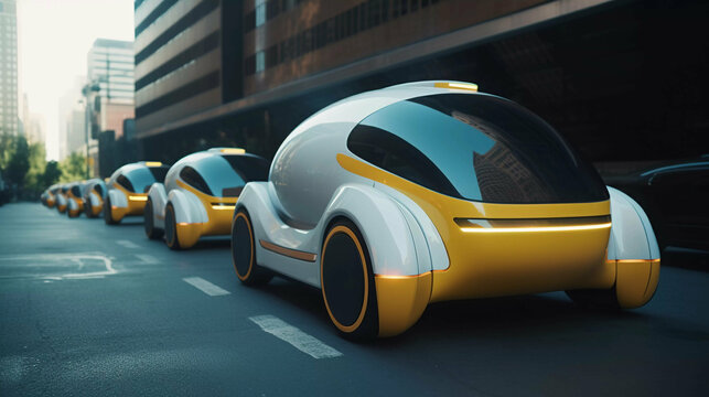 Futuristic autonomous robot taxi © Abas