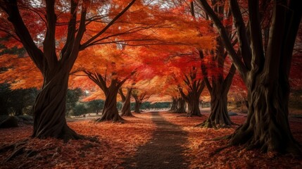 Maple Tree Alley in a City Park