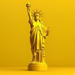 Obraz premium 3d illustration golden, Statue of Liberty in New York City, USA&nbsp; on yellow bright background