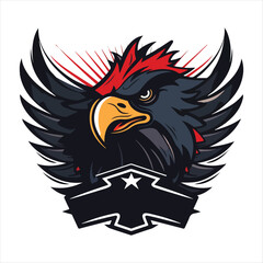 Furious eagle sport vector logo concept isolated on white background. Web infographic. Premium quality wild bird t-shirt tee print illustration.