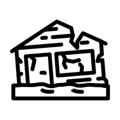 broken house disaster line icon vector illustration