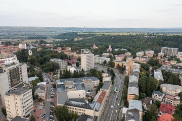 Fototapeta na wymiar Aerial cityscape in summer