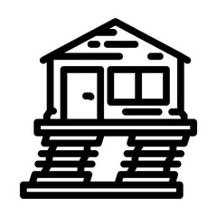 house protect earthquake line icon vector illustration