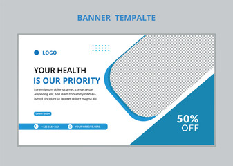 Medical Health care web banner template. for web banner ads. video thumbnail for Medical healthcare and web banner template. Dental clinic social media health service vector layout.