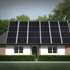 House with solar panels, AI