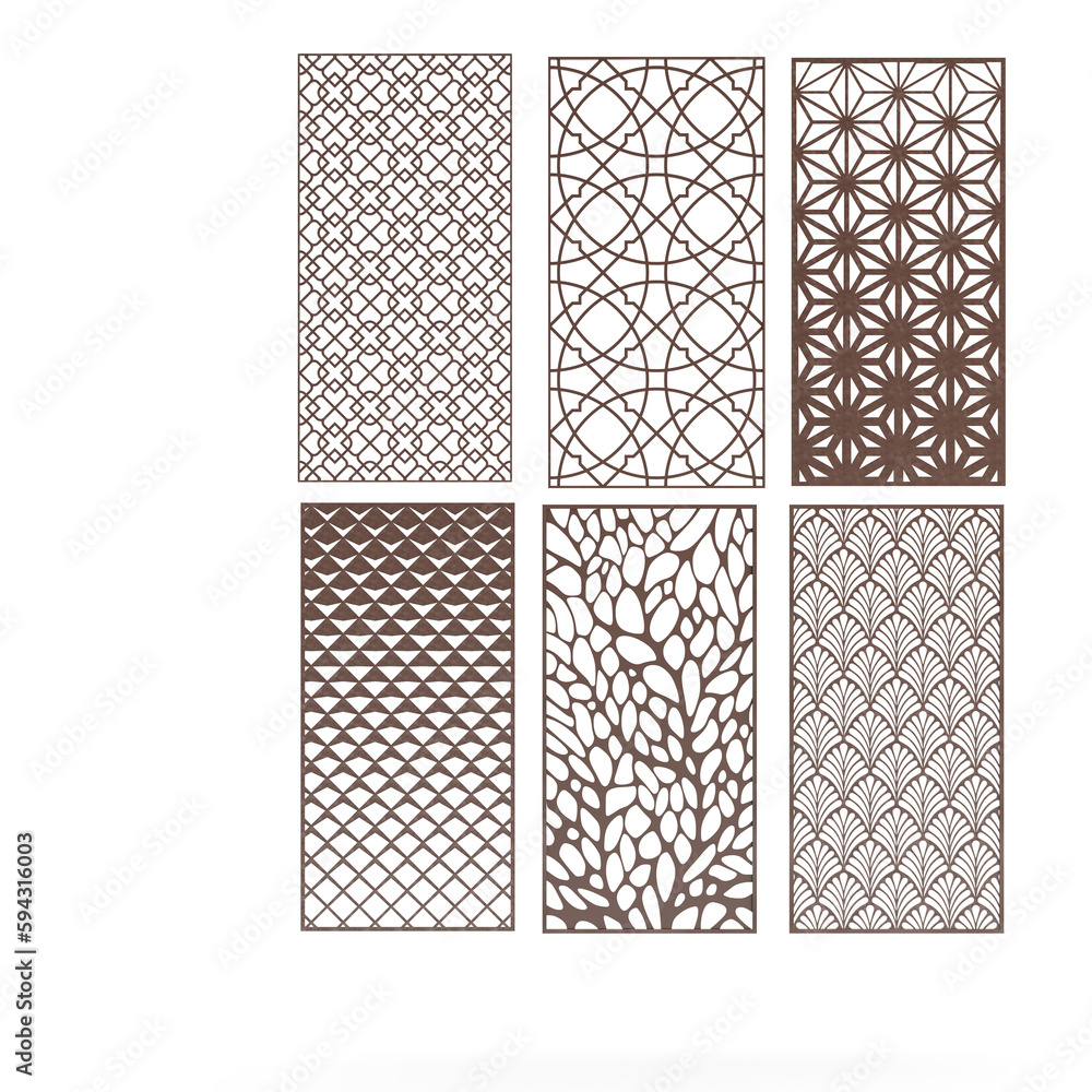 Poster 3d rendering of six different tile textures isolated on a white background