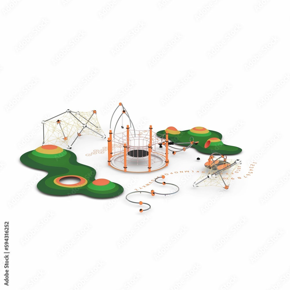 Poster 3d rendering of a playground isolated on a white background