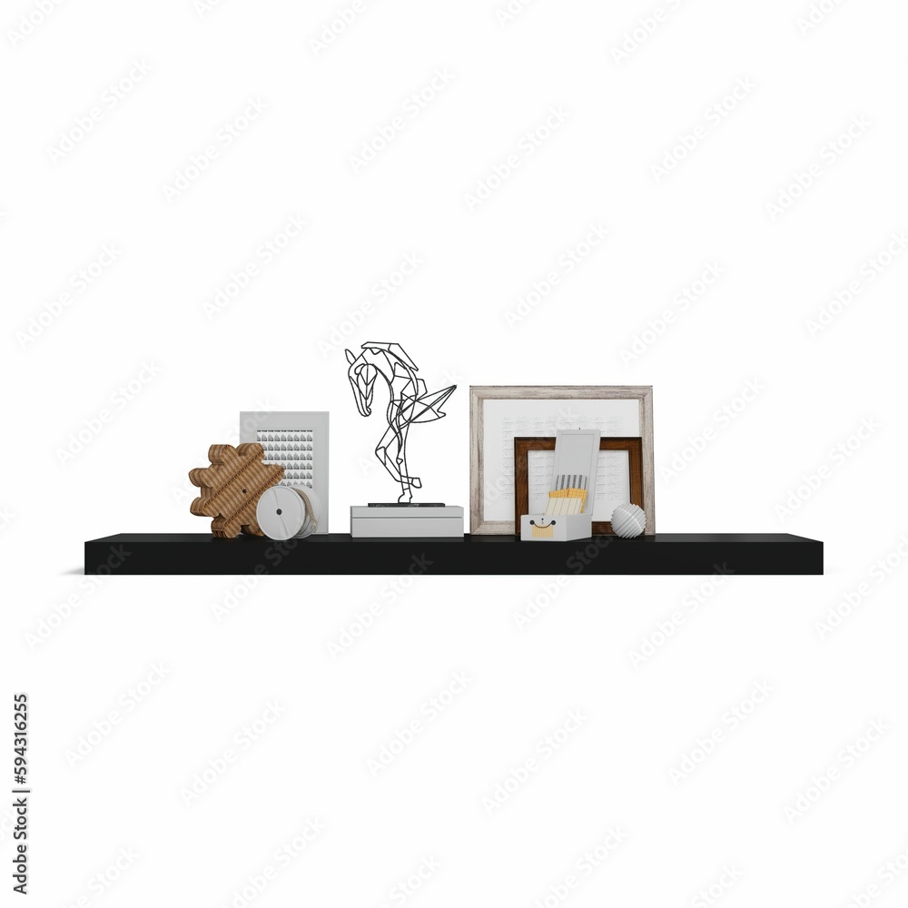 Poster 3d rendering of office table decorations isolated on a white background