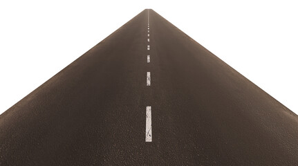 Empty asphalt road two lanes  in PNG isolated on transparent background. straight road line.  © Thossaphon