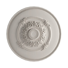 3D rendering of an ornamental circle white decoration isolated on a white background