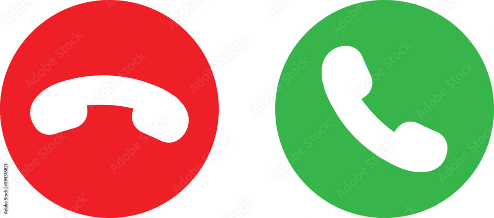 Poster accept call and decline phone icons . red and green yes no buttons icon vector illustration . answer
