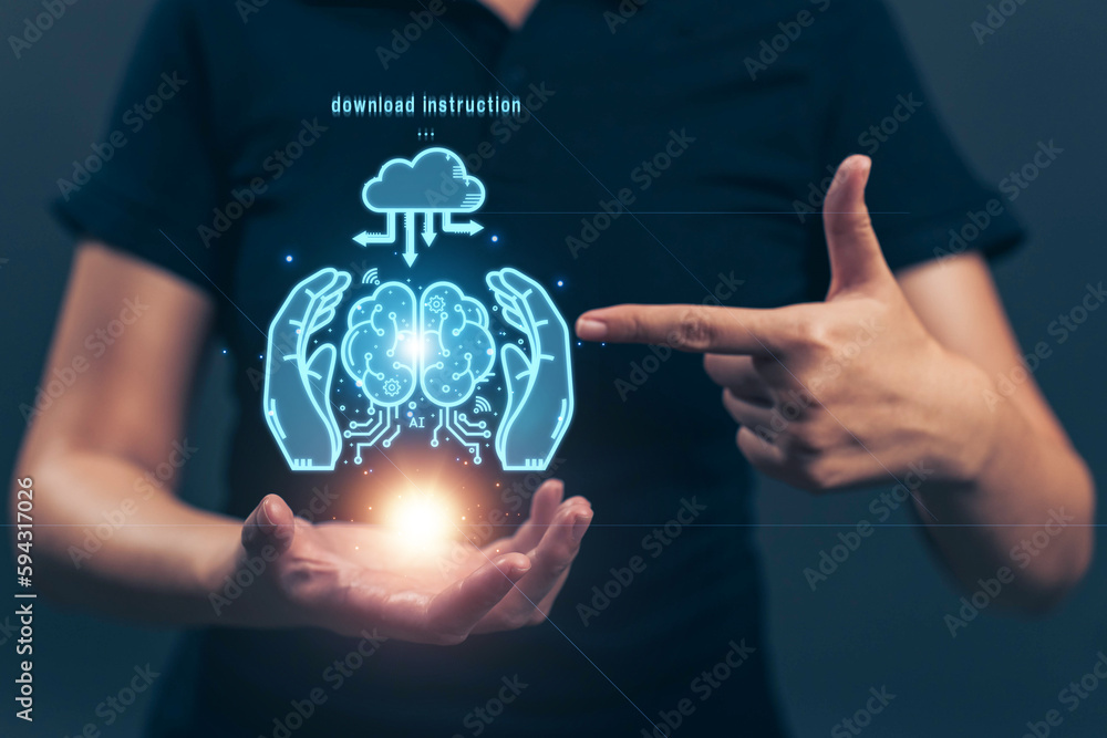Poster chatbot chat with ai artificial intelligence. concept of using ai technology to help work in order t