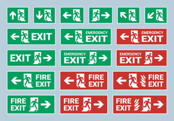 Exit Sign Collection Vector Illustration