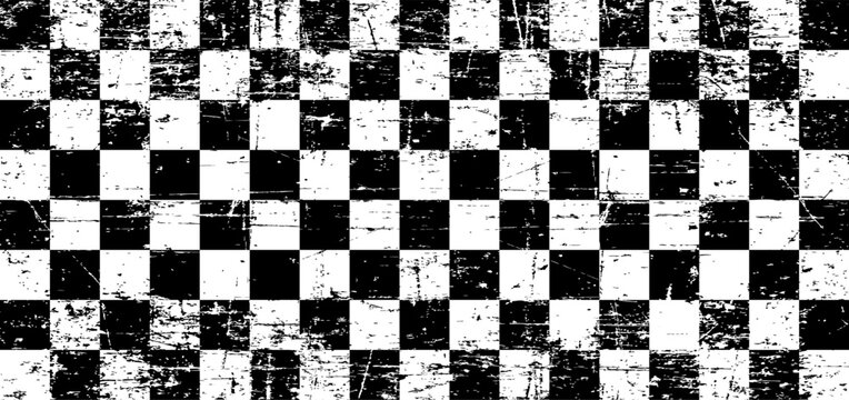 Old race flag or chess board. Motorsport and autosport. Racing flags. Vector sport wave banner. Sport waves symbol. Checkered flag. Squares, raster pattern. chessboard or checkerboard.