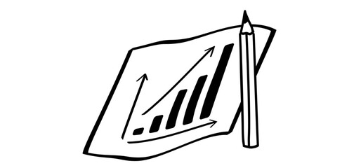 Business graph or candle stick. Cartoon growth progress. Financial chart with uptrend line chart and numbers in stock market. Graph chart of stock market investment trading, Growing growth concept.