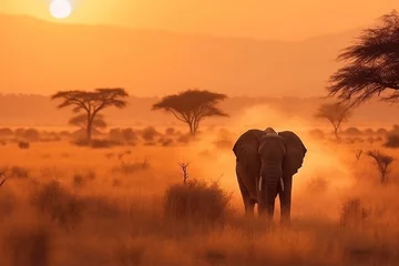 Fotobehang Toilet elephants in the savannah