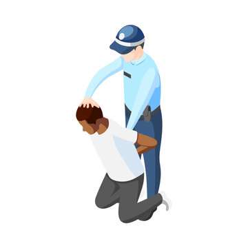 police officer arresting man isometric scene clip art preview
