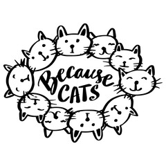 Because cats, hand lettering. Shirt design.