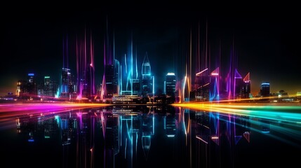Fototapeta na wymiar Futuristic Optic Fiber Cityscape