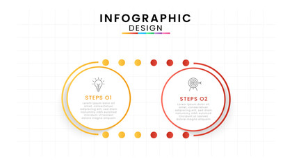 Vector Infographic design template modern timeline. 2 options or steps, Business project template for presentation and report.