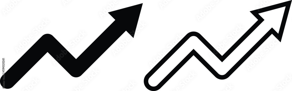 Poster trending up icon set in two styles for web site design and apps. vector illustration on white backgr