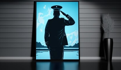 A silhouette of a soldier saluting the american flag for memorial day Generative AI