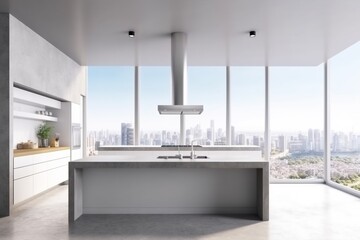 interior cabinet modern island render architecture style apartment rendering furniture lifestyle. Generative AI.