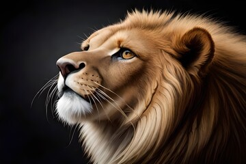 Obraz na płótnie Canvas Magnificent Lion king , Portrait of majestic lion, Generative AI
