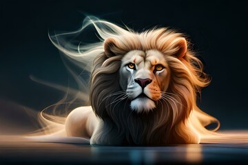 Magnificent Lion king , Portrait of majestic lion, Generative AI