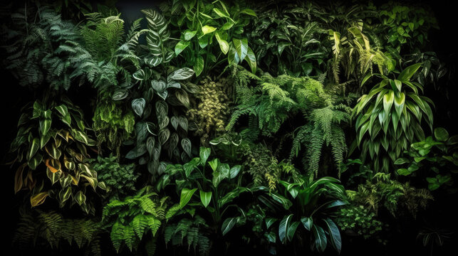 mur de végétation luxuriante, tropicale, de la forêt primaire d’Amazonie ou des forêt profonde de l’Afrique équatoriale