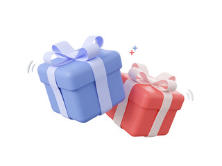 3d cartoon icon gift box isolated on pink background, 3d illustration.