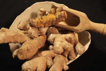 Ginger Roots on a dark background.