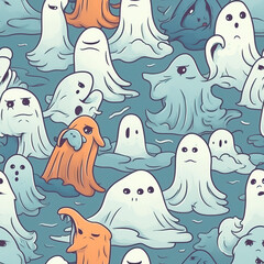 seamless pattern with ghosts