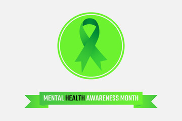 Mental Health Awareness Month banner. Annual campaign in United States. Poster or banner with Raising awareness of mental health and copy space. Vector illustration