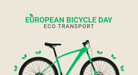 European Bicycle Day. Ecotransport. Banner. Easy movement for the benefit of nature. Vector illustration.eps