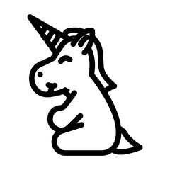 unicorn toy kid bedroom line icon vector illustration