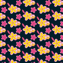 Plumeria flower seamless pattern dark background