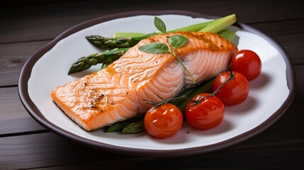 Delicious Salmon with Asparagus and Cherry Tomatoes