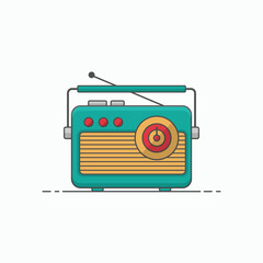 minimalist retro radio illustration icon retro vintage 90s 80s memories nostalgia music am fm radio station